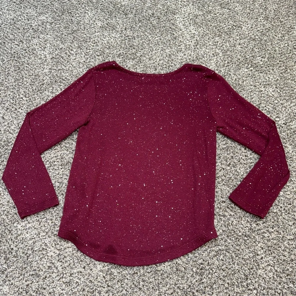 Old navy long sleeve burgundy sparkle shirt - Picture 3 of 3